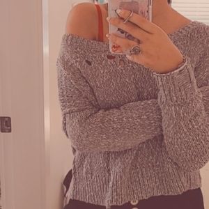 Hollister grey ripped crop sweater